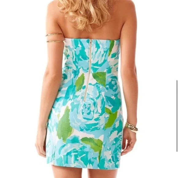 Lilly Pulitzer Tansy Mini Summer Dress Strapless Blue Green NWT Sz 00 - Picture 2 of 12